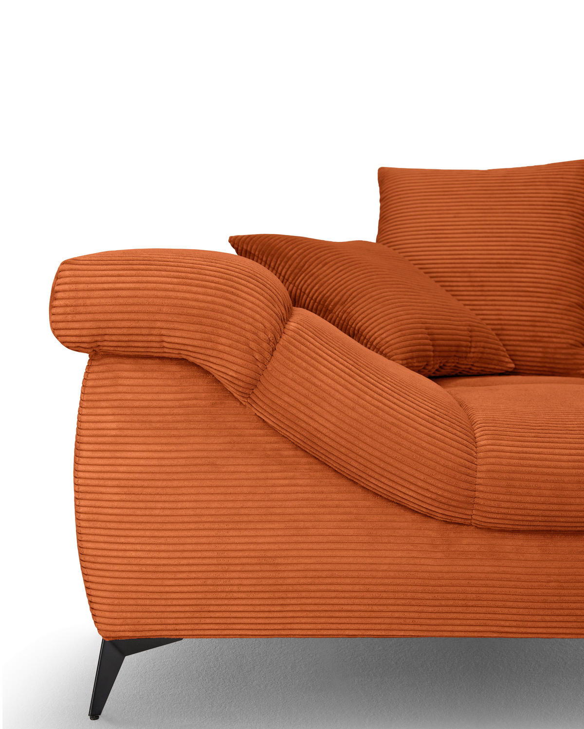 ECKSOFA Dunkelorange Cord Rückenkissen, Armlehnenkissen, Rücken echt  - Dunkelorange/Schwarz, KONVENTIONELL, Textil/Metall (332/231cm) - Carryhome