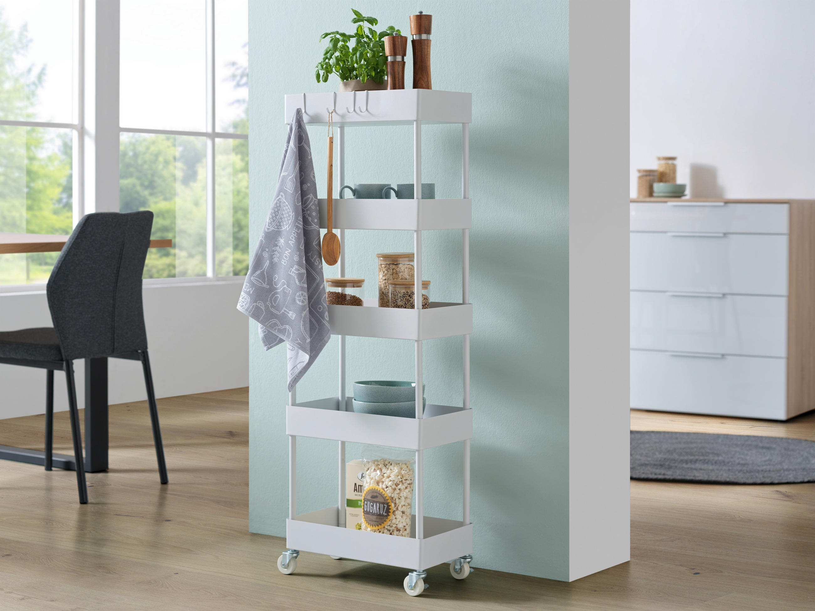 SERVÍROVACÍ VOZÍK, bílá, 40/116/22 cm - bílá/černá, Moderní, kov/plast (40/116/22cm) - PBJ