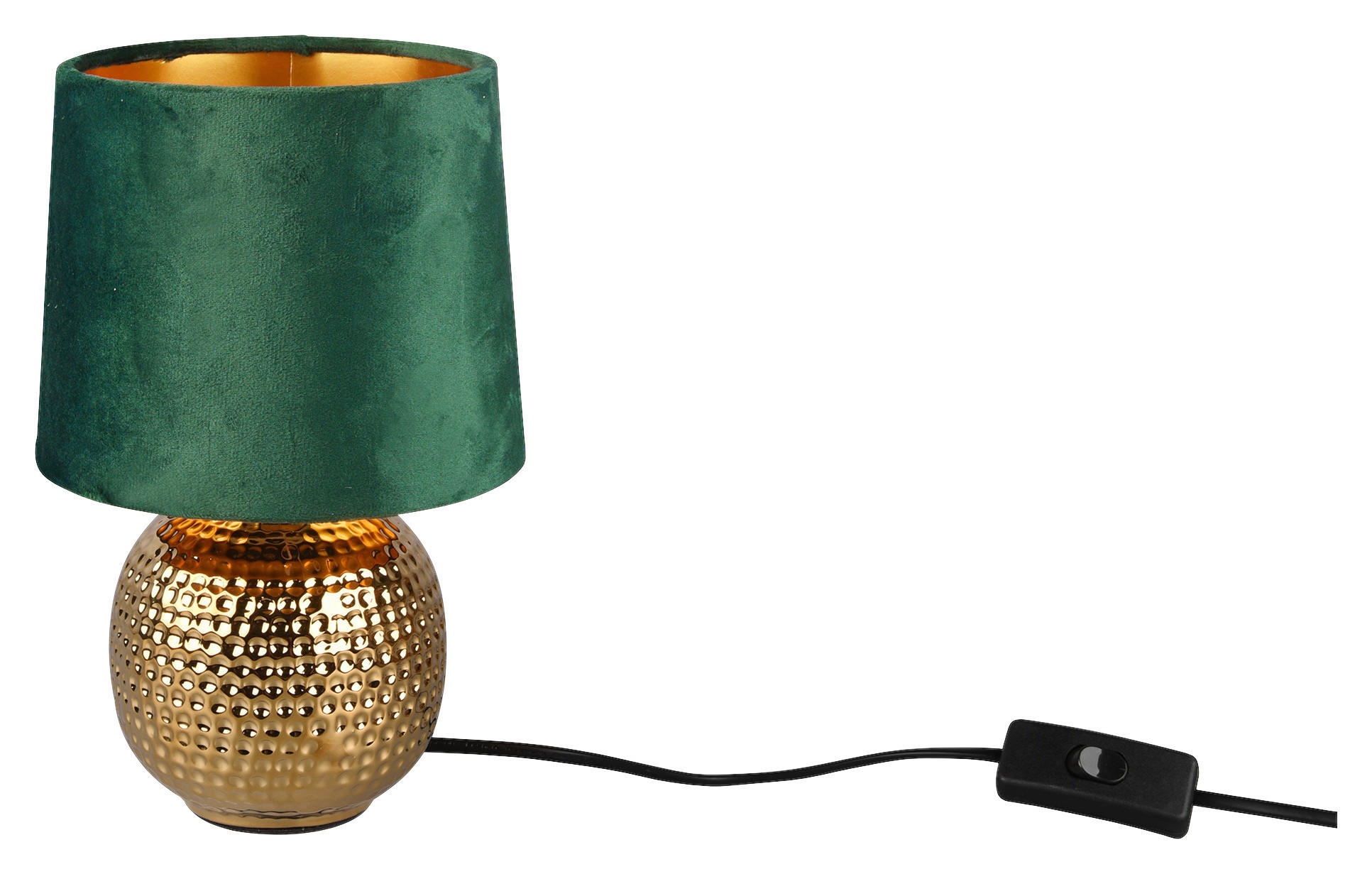 BORDSLAMPA   - grön/guldfärgad, Design, textil/keramik (16cm) - P & B