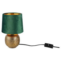 BORDSLAMPA   - grön/guldfärgad, Design, textil/keramik (16cm) - P & B