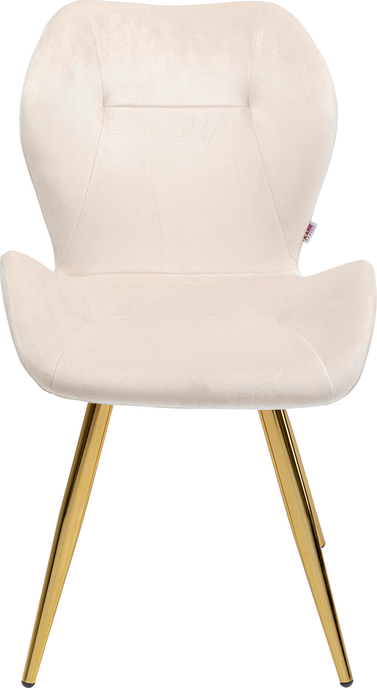 STUHL Samt Creme, Goldfarben Recyclingholz furniert  - Goldfarben/Creme, Holz/Textil (50/82/59cm) - Kare-Design