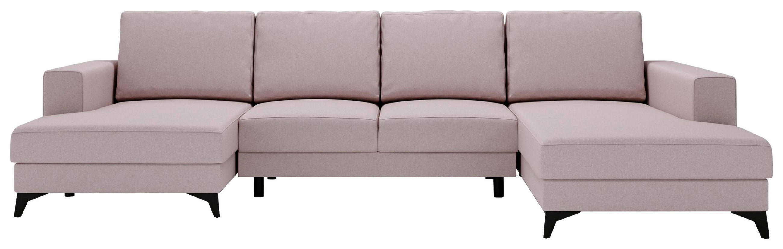 WOHNLANDSCHAFT in Flachgewebe Rosa  - Schwarz/Rosa, Design, Textil/Metall (156/339/190cm) - Livetastic