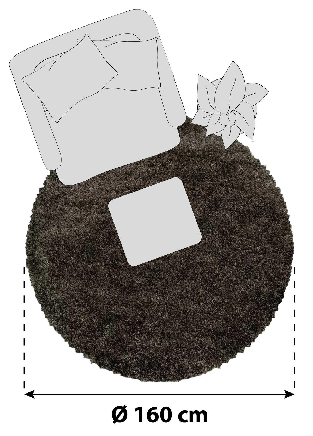 RYAMATTA 160 cm Fluffy 3500 Braun  - brun, Basics, textil (160cm)