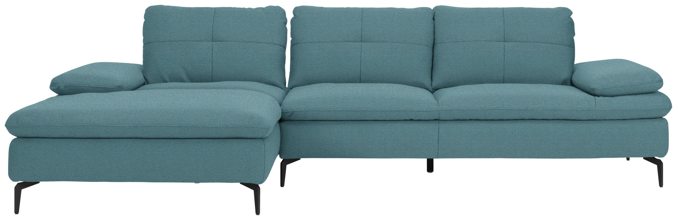 ECKSOFA in Webstoff Hellblau  - Schwarz/Hellblau, Design, Textil/Metall (179/301cm) - Chilliano