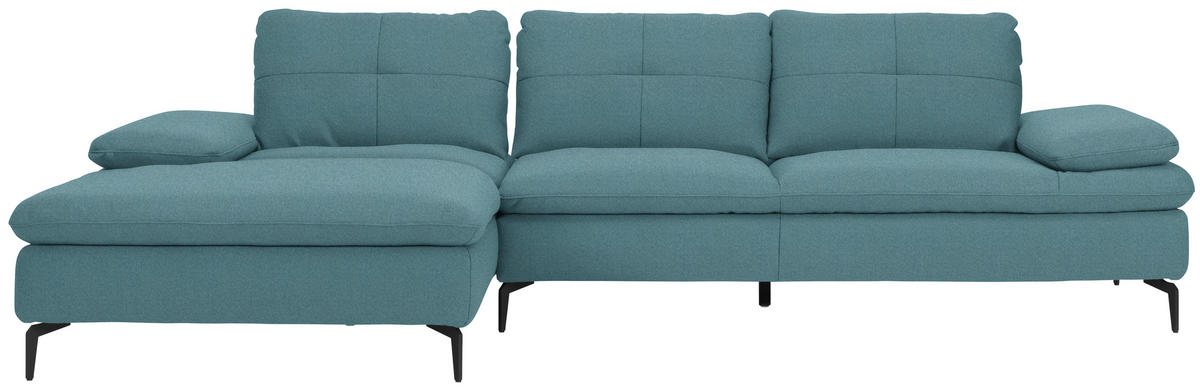 ECKSOFA in Webstoff Hellblau  - Schwarz/Hellblau, Design, Textil/Metall (179/301cm) - Chilliano