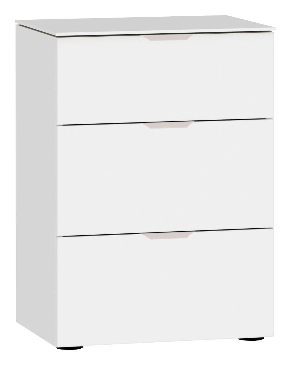 NACHTTISCH 45/65/43 cm  in Weiss  - Weiss/Edelstahlfarben, Design, Glas/Holzwerkstoff (45/65/43cm) - Jutzler