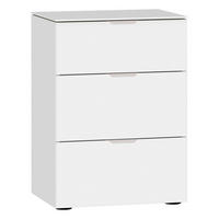 NACHTKÄSTCHEN 45/65/43 cm  in Weiß  - Edelstahlfarben/Schwarz, Design, Glas/Holzwerkstoff (45/65/43cm) - Jutzler