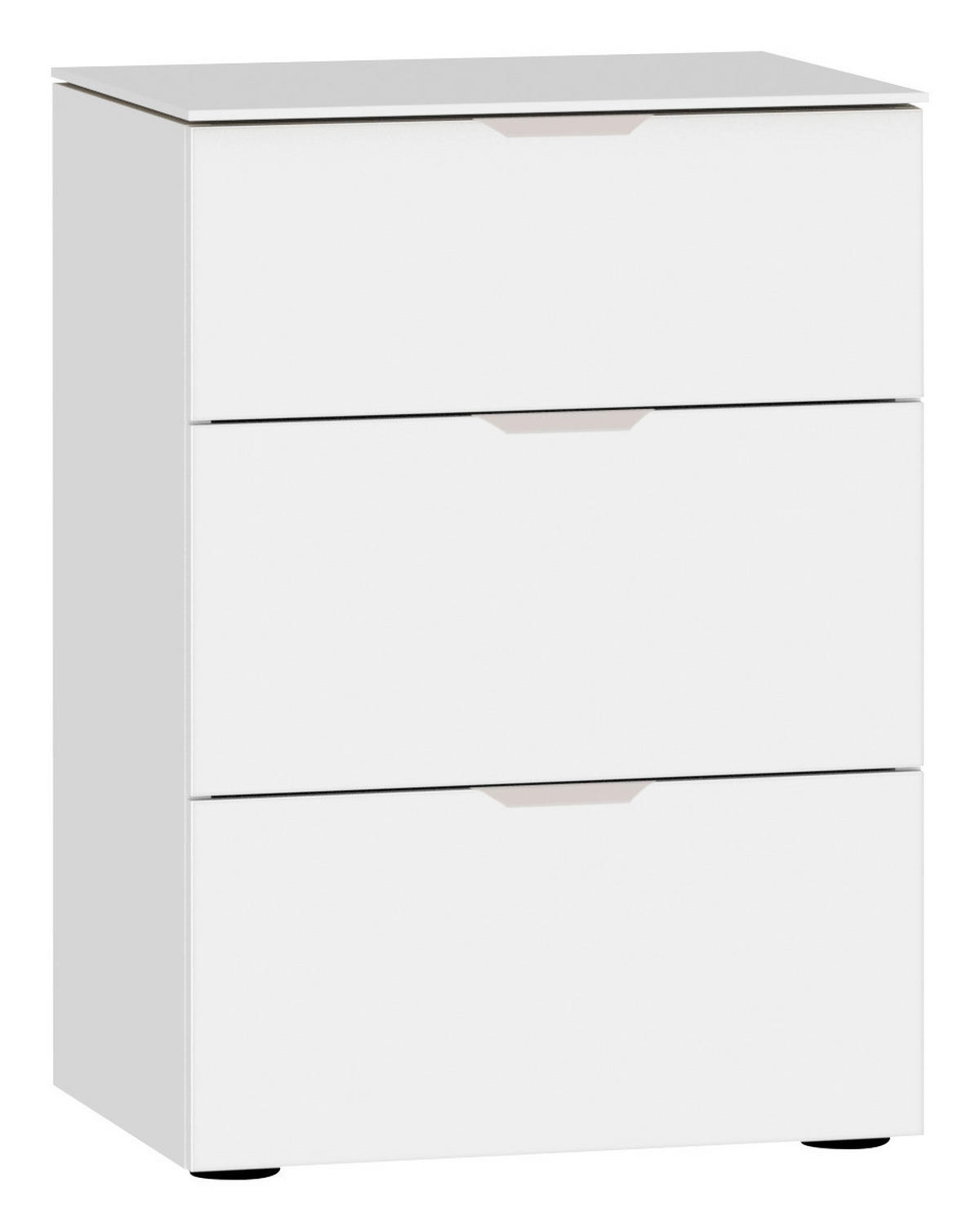 NACHTKÄSTCHEN 45/65/43 cm  in Weiß  - Edelstahlfarben/Schwarz, Design, Glas/Holzwerkstoff (45/65/43cm) - Jutzler