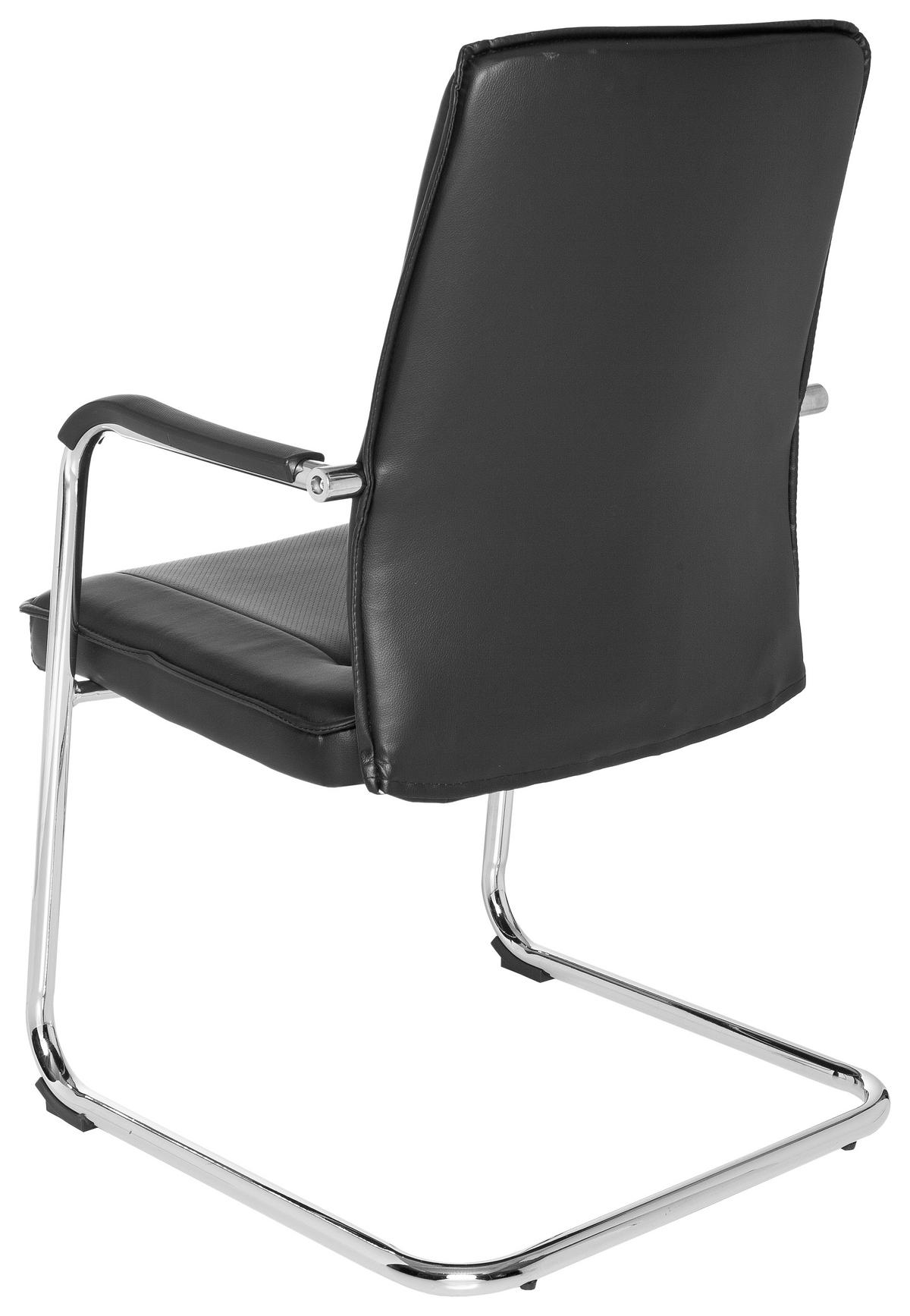 BESUCHERSTUHL  in Lederlook Schwarz  - Chromfarben/Schwarz, MODERN, Kunststoff/Textil (56/97/46cm) - MID.YOU
