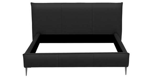 POLSTERBETT 140/200 cm,  in Schwarz, gepolstertes Kopfteil,  - Schwarzchrom/Schwarz, KONVENTIONELL, Leder/Metall (140/200cm) - Esposa
