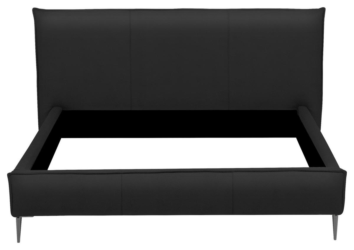 POLSTERBETT 160/200 cm,  in Schwarz, gepolstertes Kopfteil,  - Schwarzchrom/Schwarz, KONVENTIONELL, Leder/Metall (160/200cm) - Esposa
