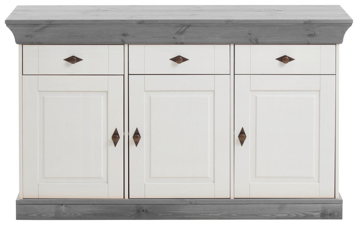SIDEBOARD  in 143/85/45 cm  - Weiß/Grau, ROMANTIK / LANDHAUS, Holz/Metall (143/85/45cm) - Boxxx