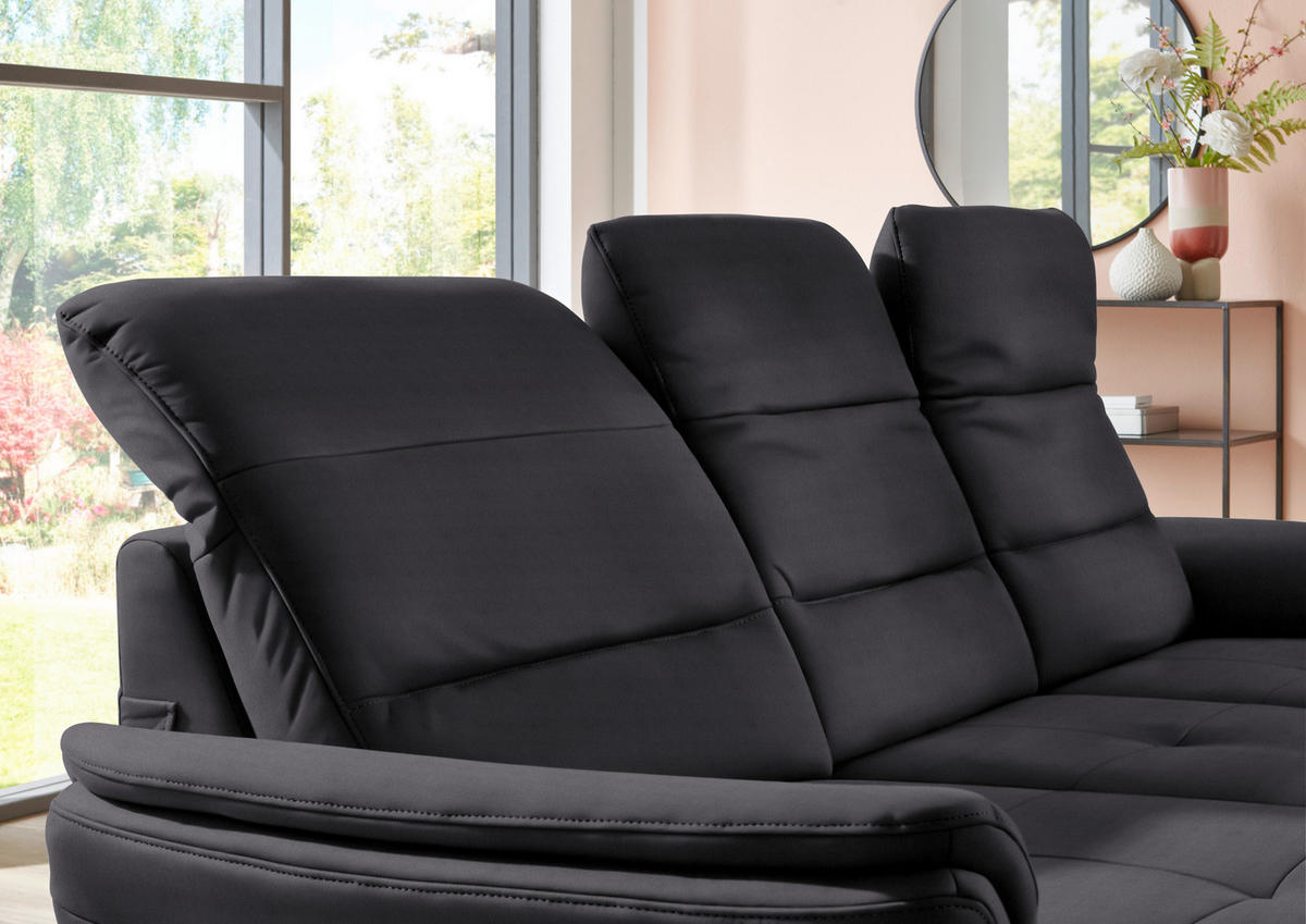 ECKSOFA in Flachgewebe Anthrazit  - Anthrazit/Schwarz, Konventionell, Textil/Metall (181/260cm) - Beldomo Speed