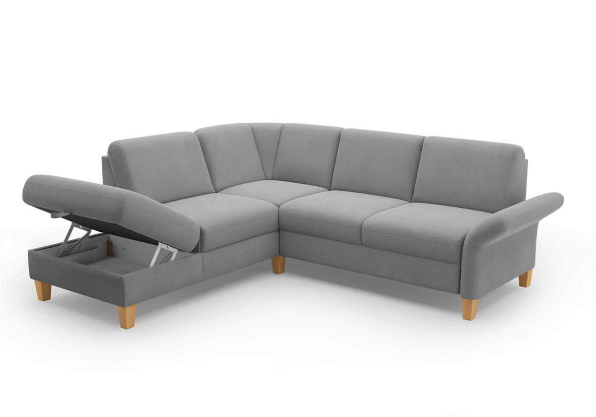 ECKSOFA ROCHELLE E Grau Flachgewebe  - Eichefarben/Grau, KONVENTIONELL, Holz/Textil (216/240cm) - Sit & More