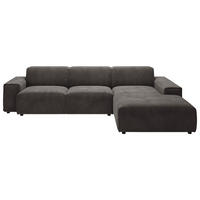 ECKSOFA 9125 Dunkelbraun, Mokka Cord  - Dunkelbraun/Schwarz, Design, Kunststoff/Textil (300/189cm) - Pure Home Lifestyle