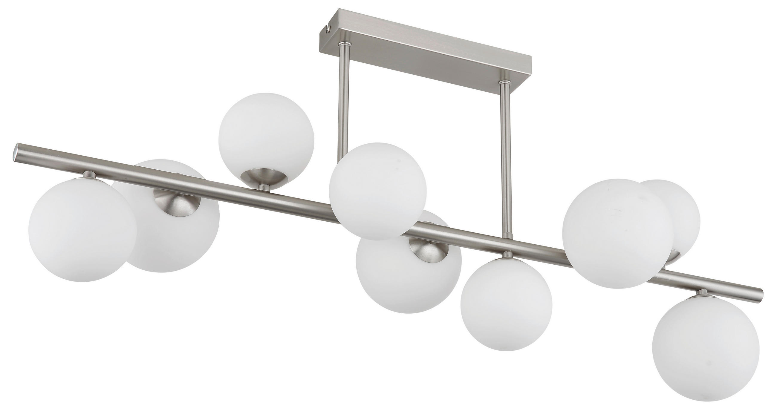 LED MENNYEZETI LÁMPA - opál/nikkel, Konventionell, Üveg/fém (87/28/37cm) - Globo