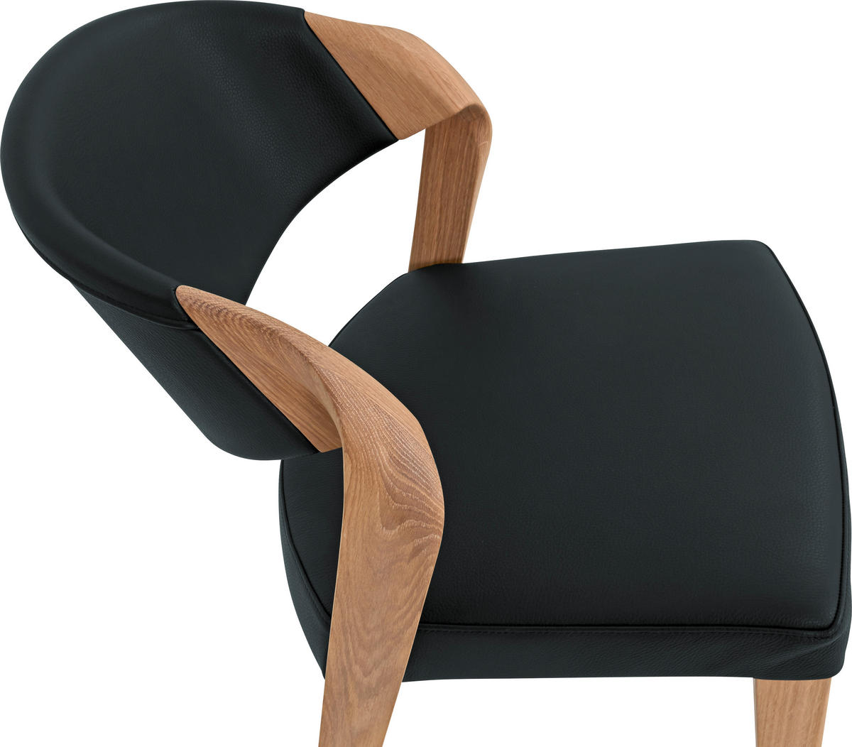 STUHL Echtleder Eichefarben, Dunkelblau Altholz, Eiche massiv  - Eichefarben/Dunkelblau, Natur, Leder/Holz (53/82/57cm) - Voglauer