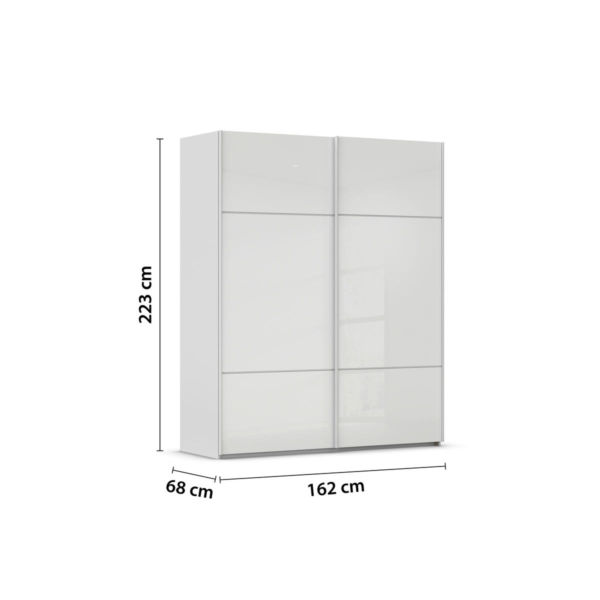 SCHWEBETÜRENSCHRANK  in Grau, Weiß  - Weiß/Grau, KONVENTIONELL, Glas/Holzwerkstoff (162/223/68cm) - Novel