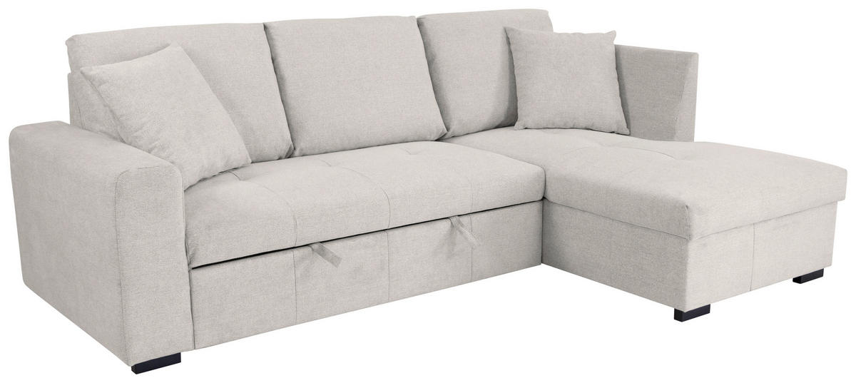 ECKSOFA LUKAS Creme Struktur Zierkissen, Bettkasten  - Creme, Trend, Textil (239/158cm) - P & B