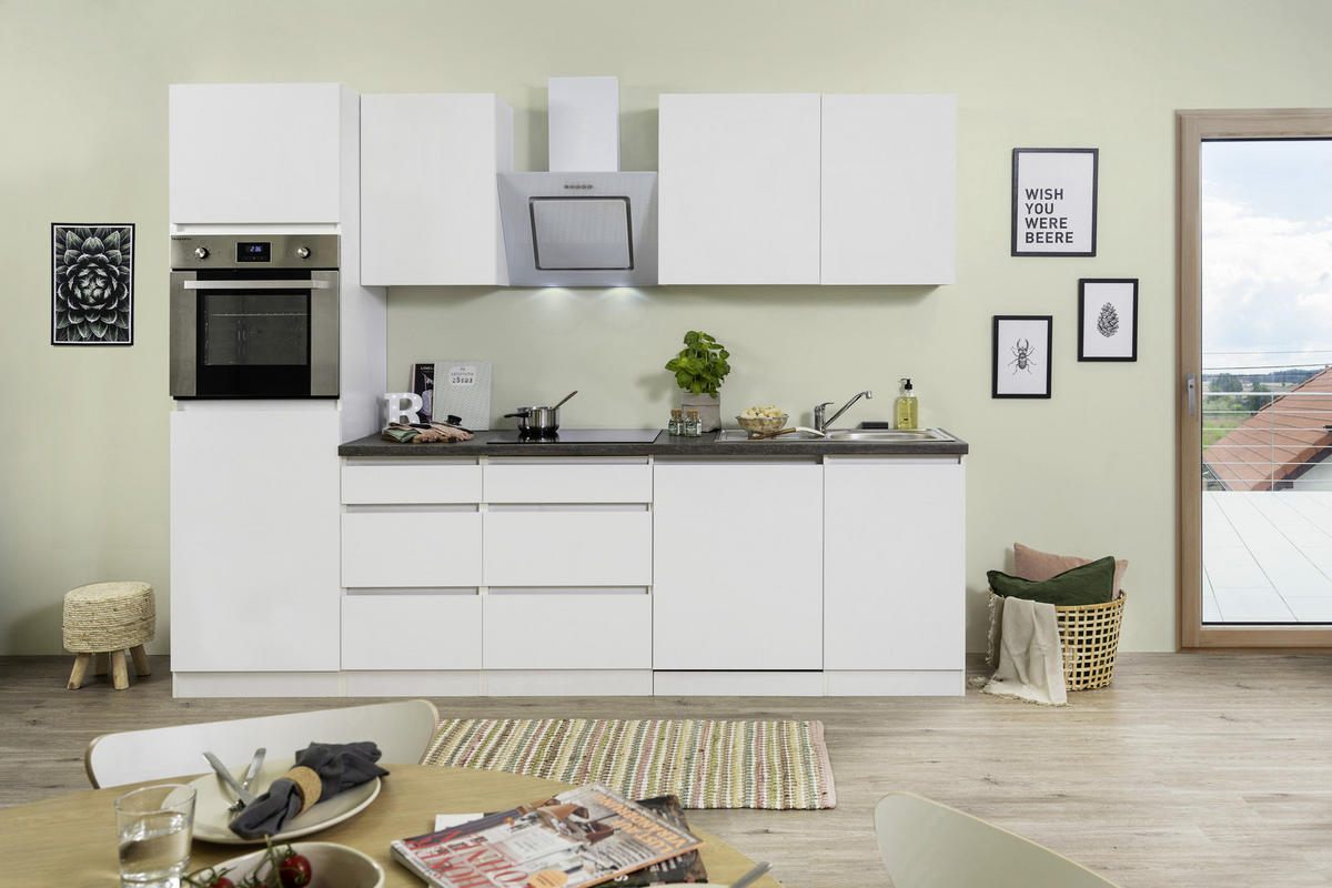 KÜCHENBLOCK 280 cm   in Weiss  - Weiss/Braun, Modern, Holzwerkstoff (280cm) - Respekta