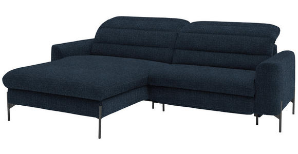 ECKSOFA in Flachgewebe Blau 191/252 cm - Blau/Schwarz, Design, Textil/Metall (191/252cm) - Dieter Knoll