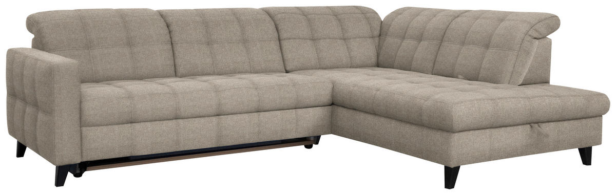 ECKSOFA in Webstoff Beige  297/216 cm  - Beige/Schwarz, Design, Holz/Textil (297/216cm) - Xora