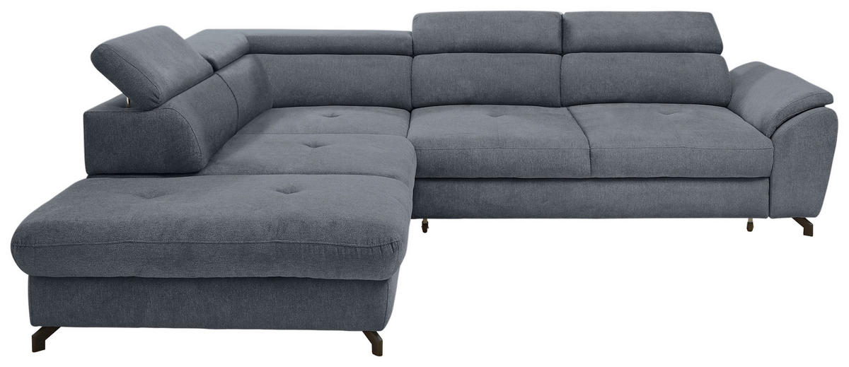 ECKSOFA in Webstoff Graphitfarben  - Schwarz/Graphitfarben, Design, Textil/Metall (237/277cm) - Stylife
