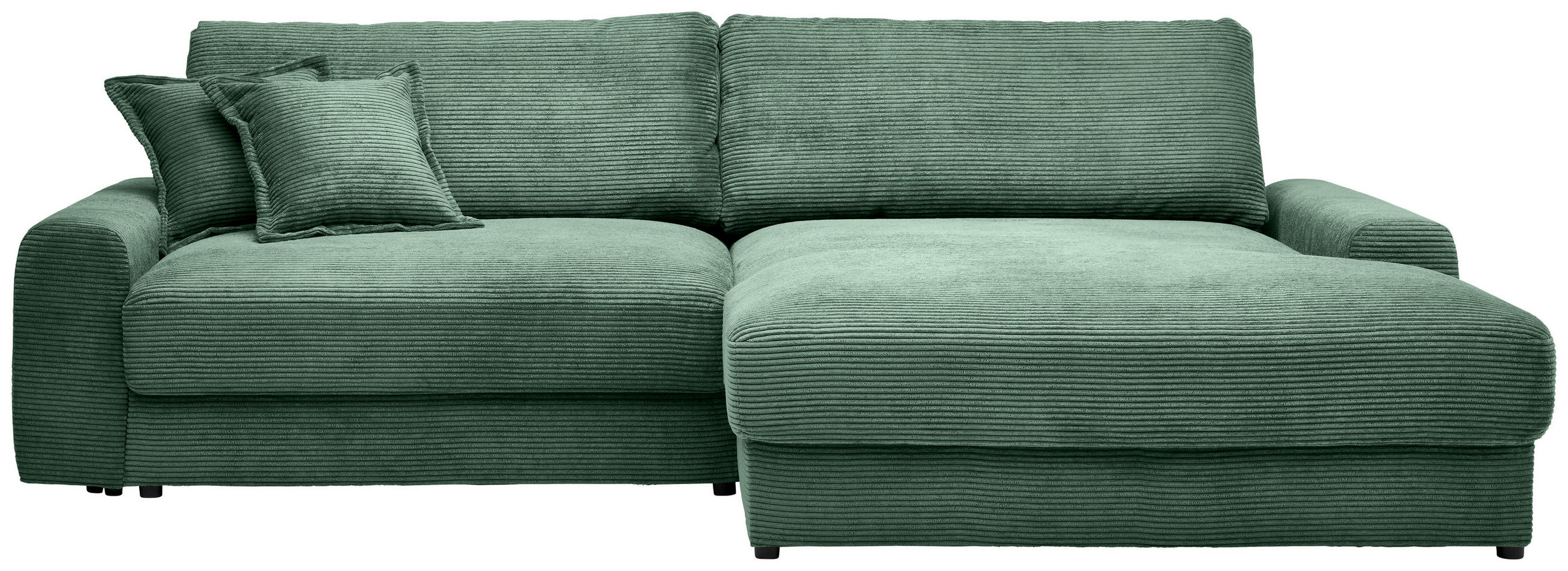 ECKSOFA Dunkelgrün Cord - Dunkelgrün/Schwarz, MODERN, Kunststoff/Textil (300/180cm) - Carryhome
