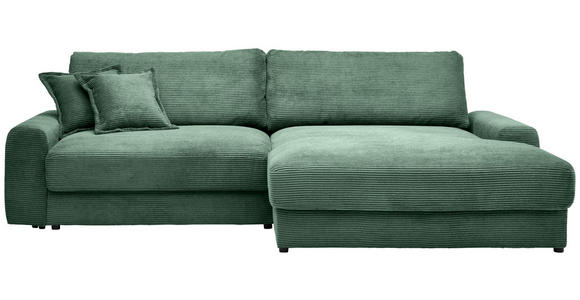 ECKSOFA Dunkelgrün Cord - Dunkelgrün/Schwarz, MODERN, Kunststoff/Textil (300/180cm) - Carryhome