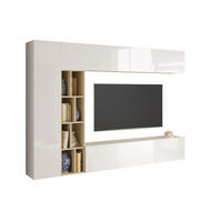 REGAL ZA DNEVNI BORAVAK sonoma hrast, bela visoki sjaj   - sonoma hrast/bela visoki sjaj, Moderno, pločasti materijal (224/160/35cm) - Ti'me