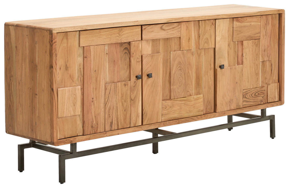 SIDEBOARD 175/80/45 cm  - mörkgrå/akaciefärgad, Natur, metall/trä (175/80/45cm) - MID.YOU
