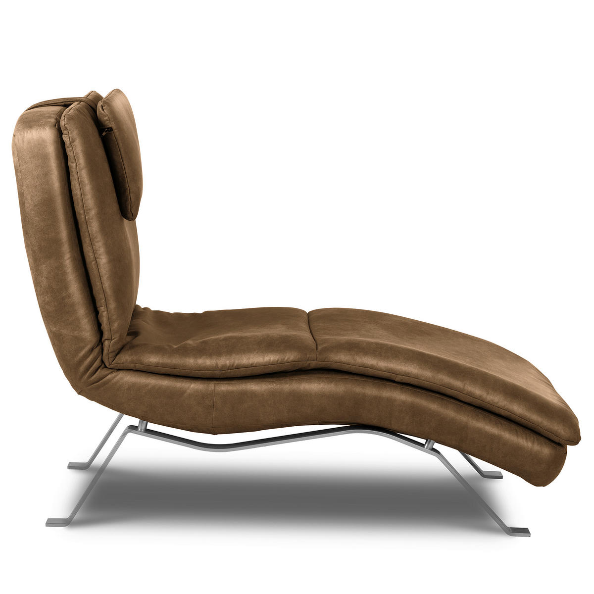 RELAXLIEGE Lederlook Braun  - Silberfarben/Braun, Design, Textil/Metall (65/95/171cm) - Celina Home