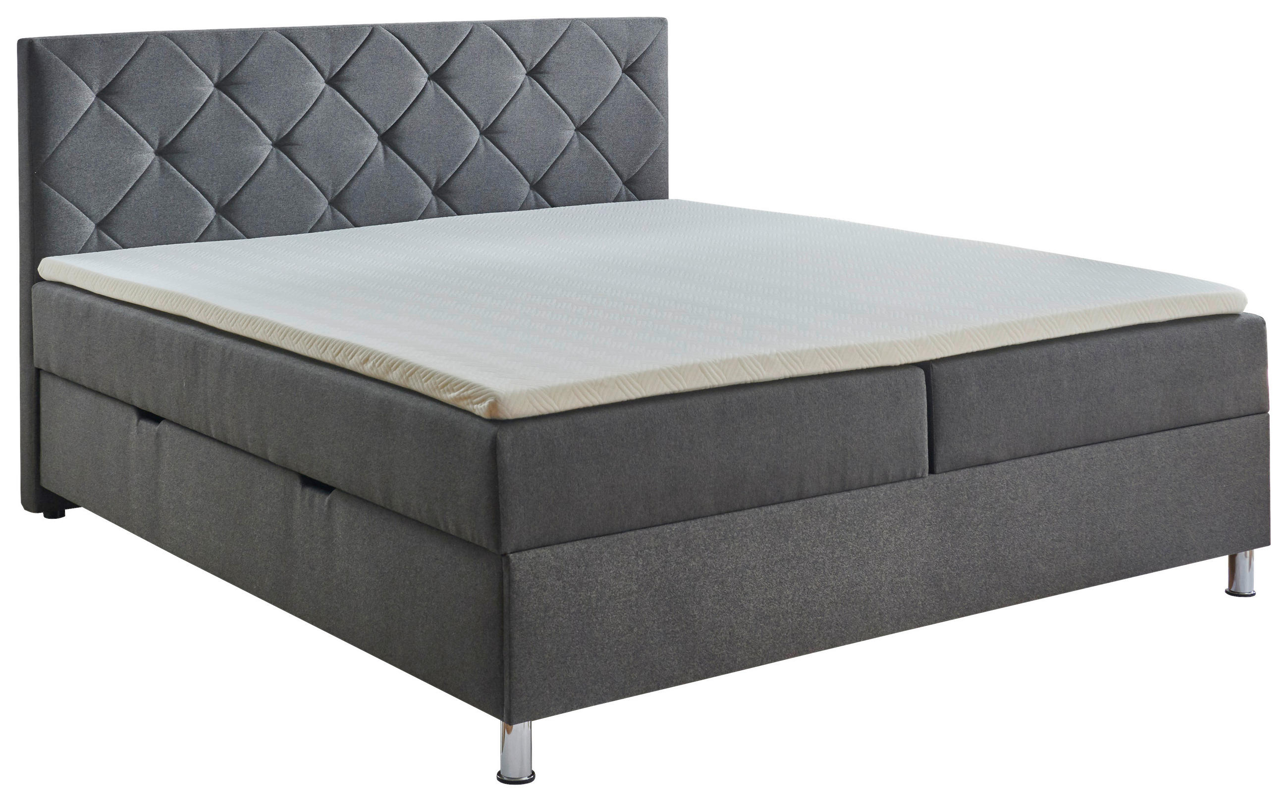 BOXBETT 180/200 cm  in Anthrazit  - Chromfarben/Anthrazit, Basics, Textil/Metall (180/200cm) - Xora
