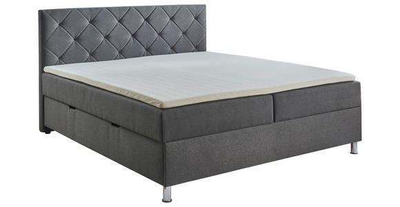 BOXBETT 180/200 cm  in Anthrazit  - Chromfarben/Anthrazit, Basics, Textil/Metall (180/200cm) - Xora