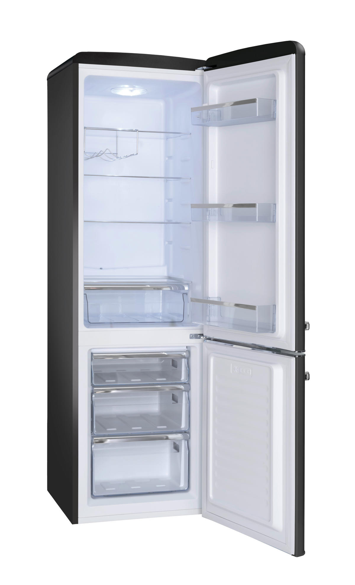 KÜHL-GEFRIER-KOMBINATION KGCR387100MS  - Schwarz, Basics, Metall (55/181/61,5cm) - Amica