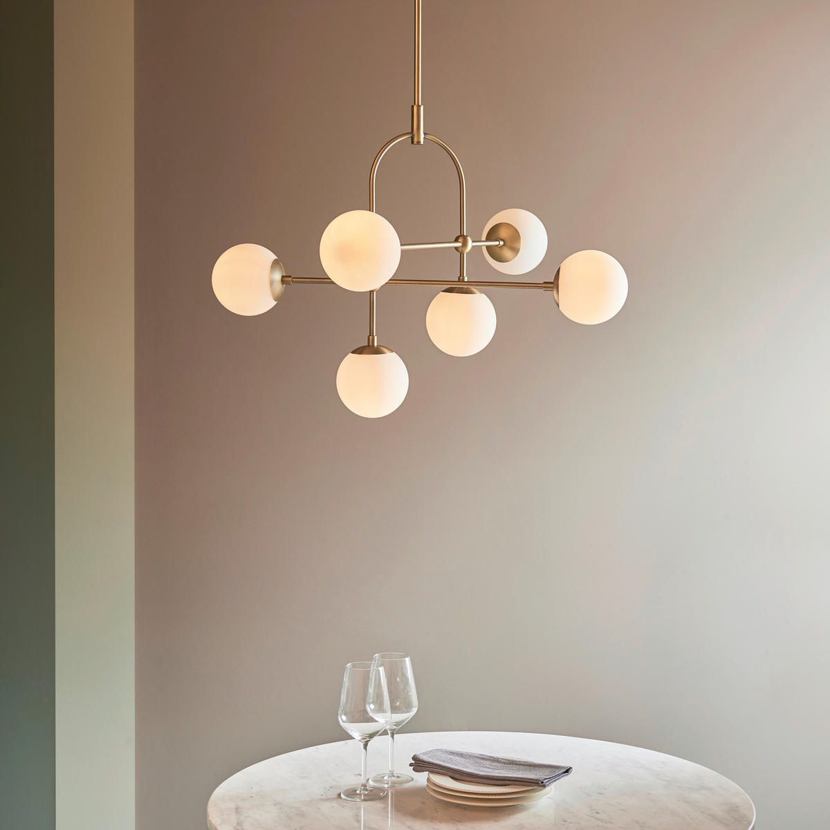 HÄNGELEUCHTE 86/127 cm  - Messingfarben/Opal, KONVENTIONELL, Glas (86/127cm) - ENDON