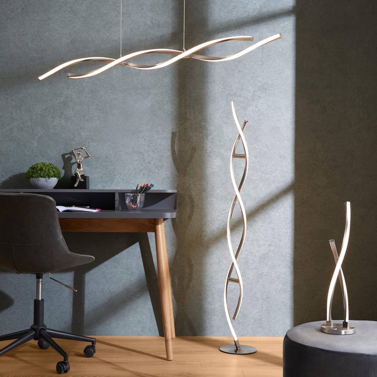 LED-HÄNGELEUCHTE 110/8/140 cm   - Nickelfarben, Design, Metall (110/8/140cm) - Paul Neuhaus