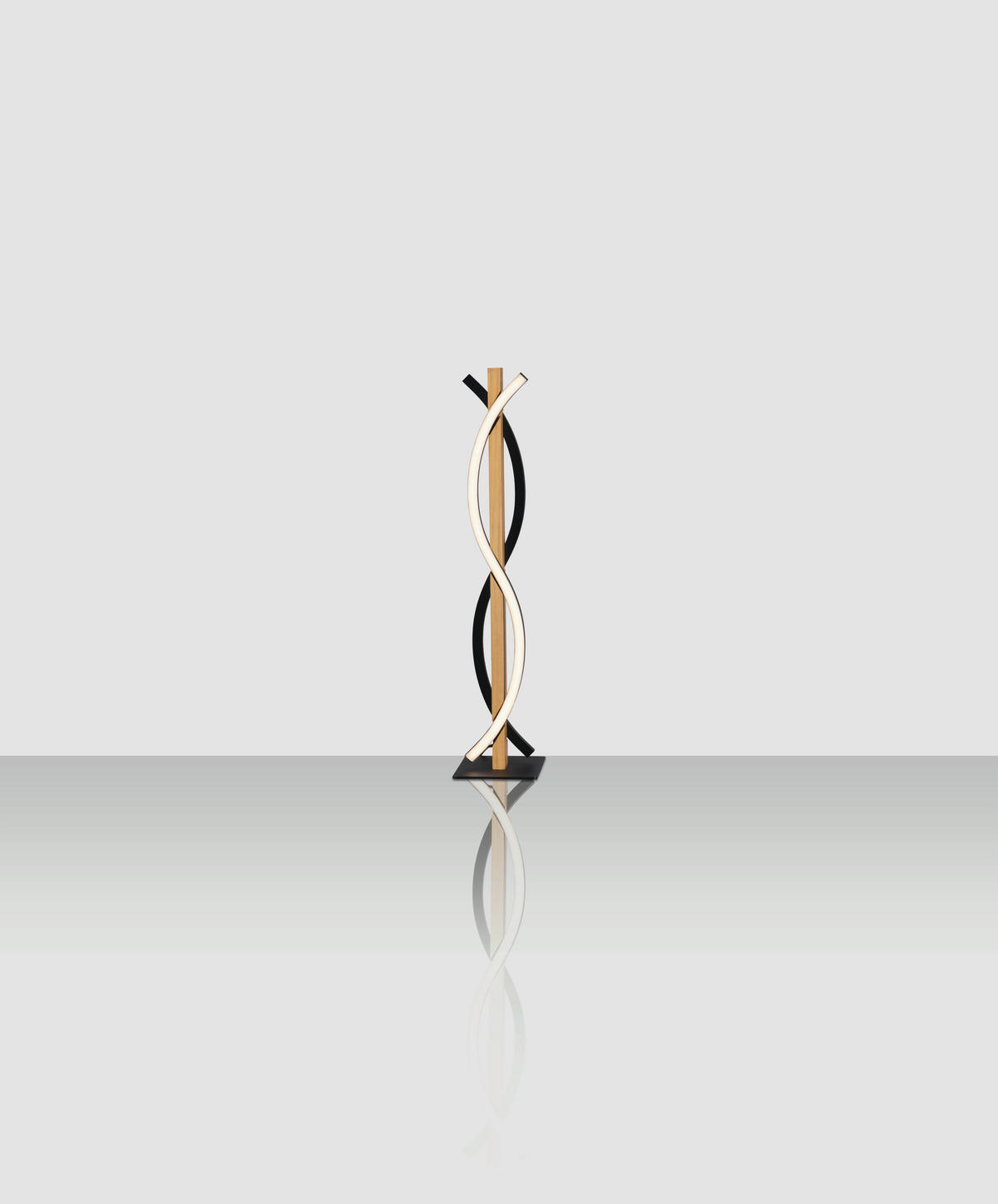 LED-TISCHLEUCHTE Zhang 15/48/10 cm   - Schwarz/Kieferfarben, Design, Holz/Kunststoff (15/48/10cm) - Novel