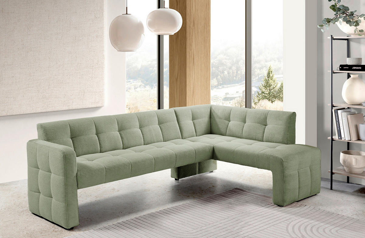ECKBANK 245/157 cm  in Mintgrün  - Schwarz/Mintgrün, MODERN, Holz/Holzwerkstoff (245/157cm) - Livetastic