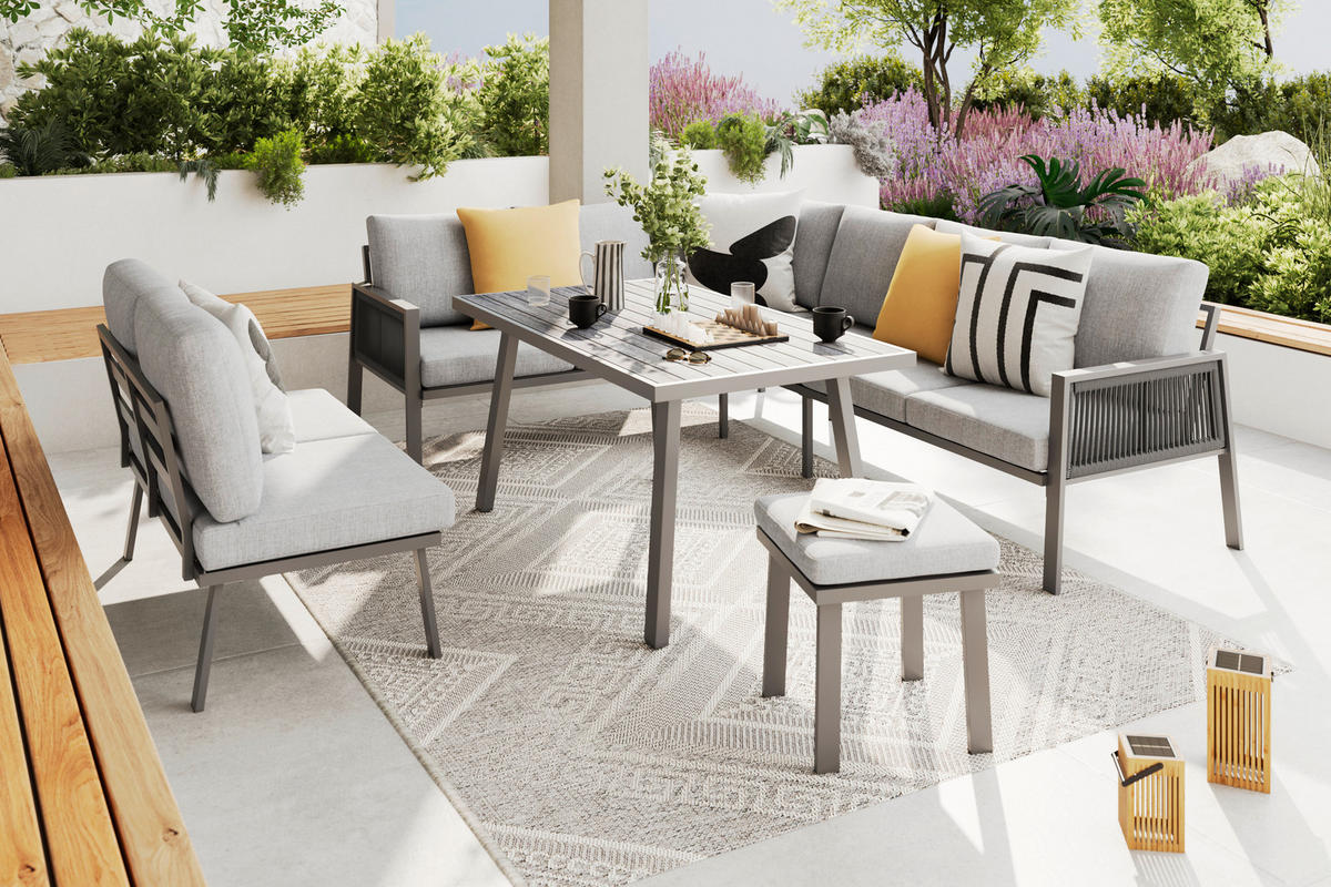 JEDÁLENSKÁ TERASOVÁ SÚPRAVA kov, textil - taupe, Modern, kov/textil (179/76/75cm) - Ambia Garden