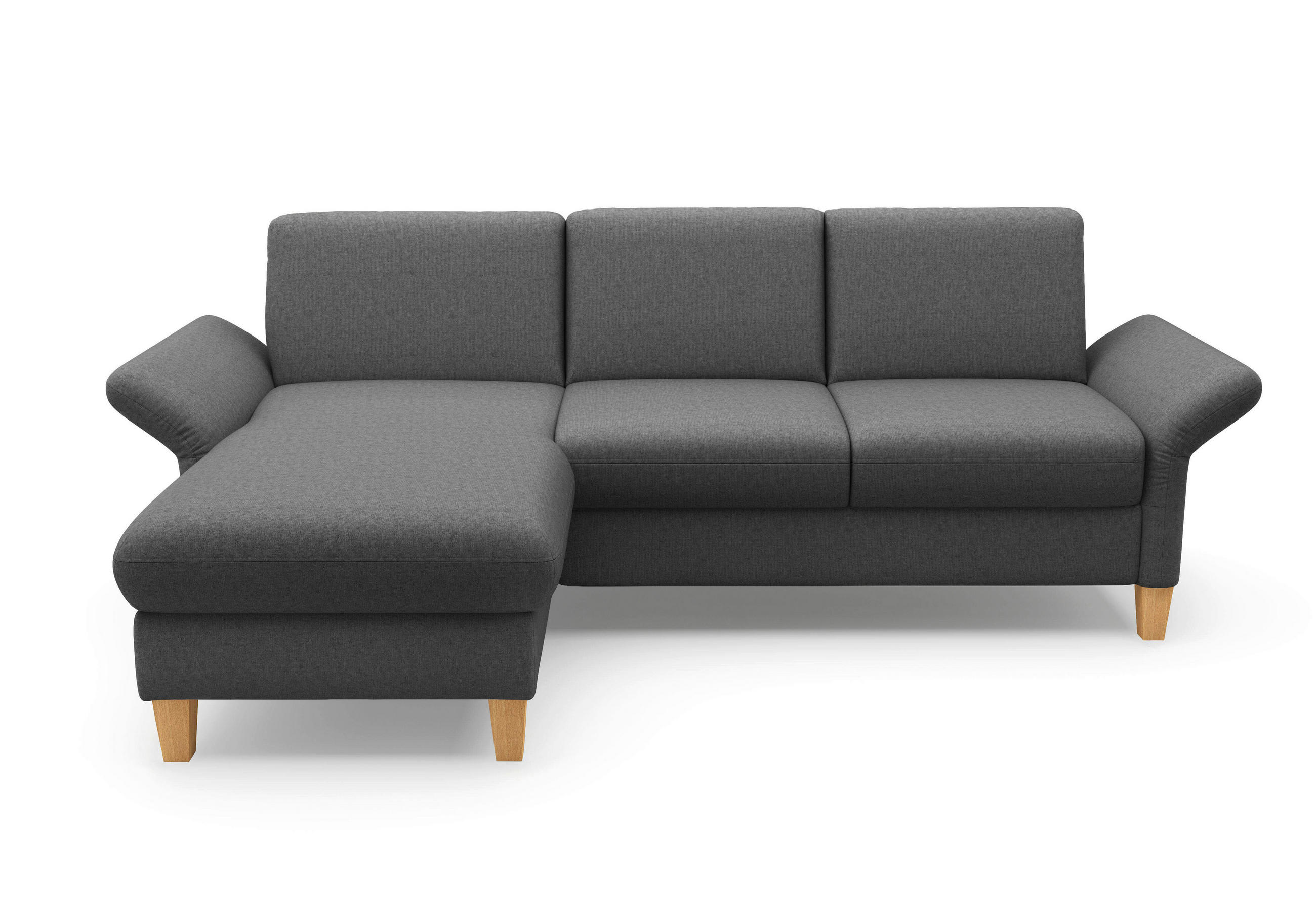 ECKSOFA ROCHELLE E Dunkelgrau Flachgewebe  - Eichefarben/Dunkelgrau, KONVENTIONELL, Holz/Textil (164/251cm) - Sit & More