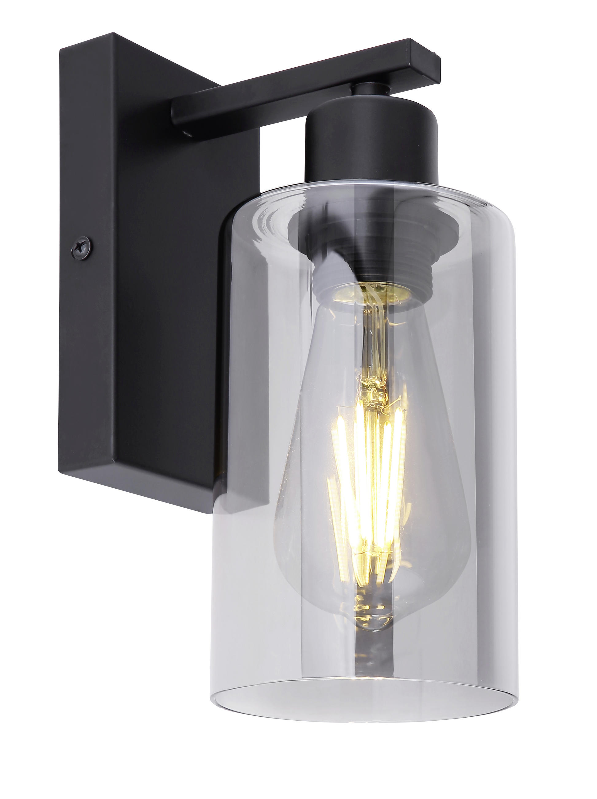 WANDLEUCHTE Hadera 10/15/23 cm   - Schwarz/Grau, Design, Glas/Metall (10/15/23cm) - Globo