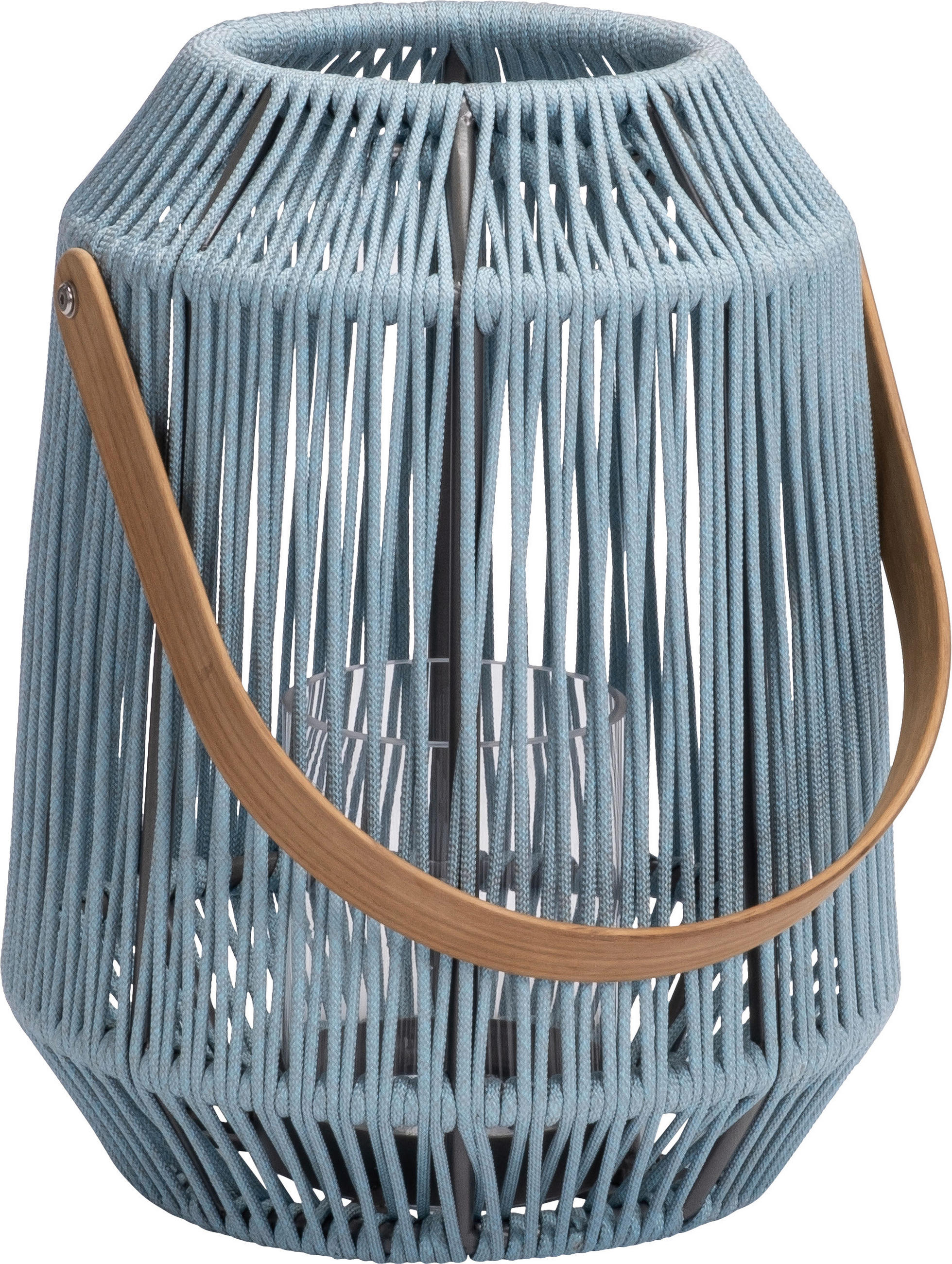 LED-LATERNE - Anthrazit/Hellblau, Basics, Glas/Holz (39/50/39cm) - Stern