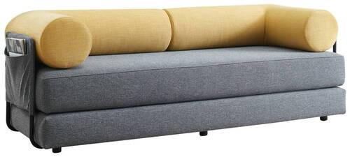 SCHLAFSOFA in Textil Gelb, Grau  - Gelb/Schwarz, Design, Kunststoff/Textil (202/74/81cm) - Bali