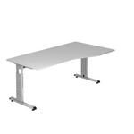 SCHREIBTISCH höhenverstellbar  - Silberfarben/Grau, KONVENTIONELL, Holzwerkstoff/Metall (180/100/65-85cm) - Venda