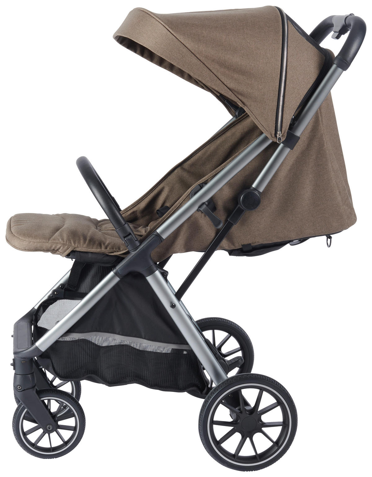 KIŠOBRAN KOLICA  TOUCH  - boja aluminijuma/braon, Trendi, tekstil/metal (58/108/86cm) - Jimmylee