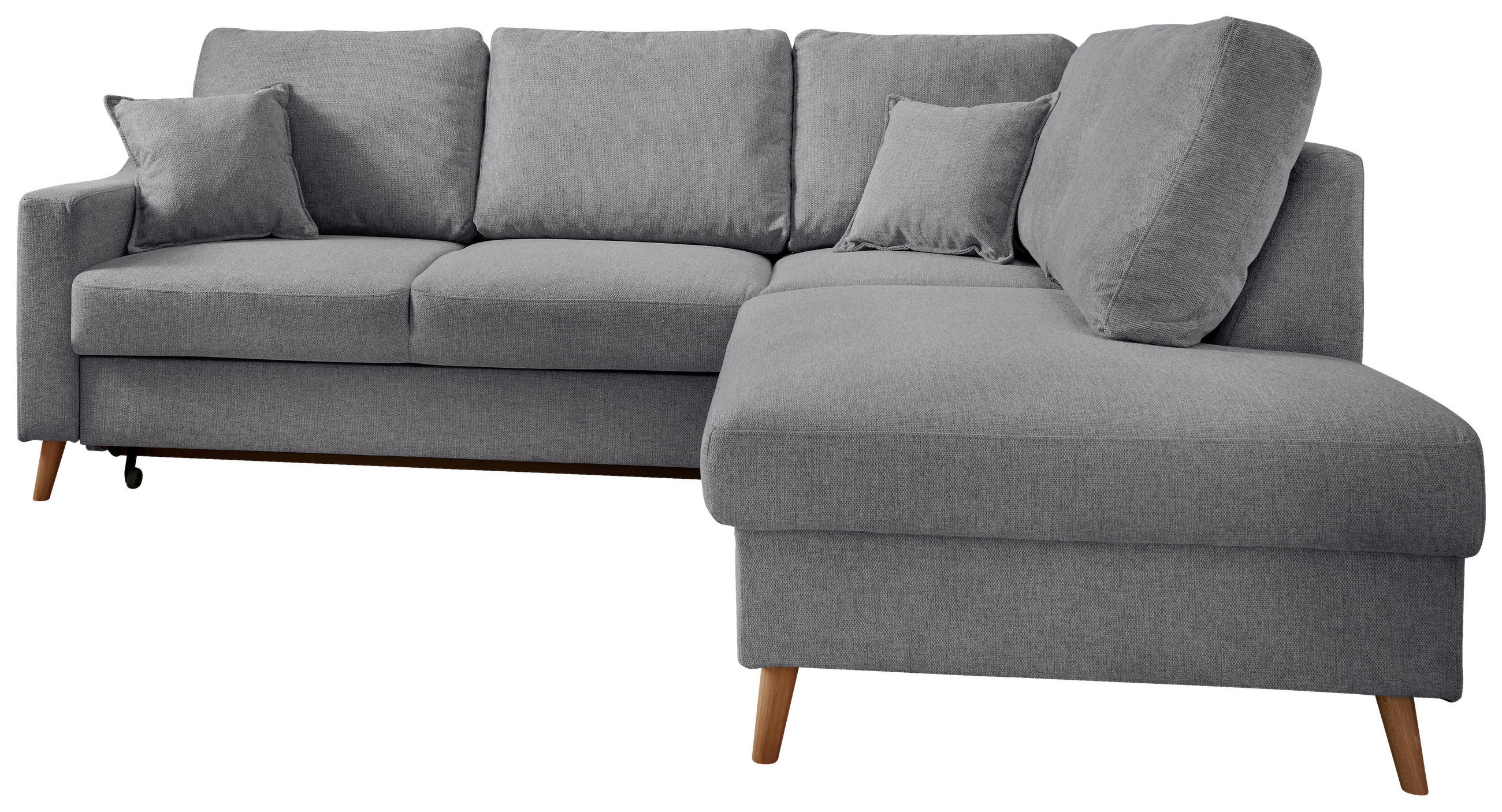 ECKSOFA in Chenille Dunkelgrau  - Dunkelgrau/Naturfarben, Modern, Holz/Textil (230/200cm) - Livetastic