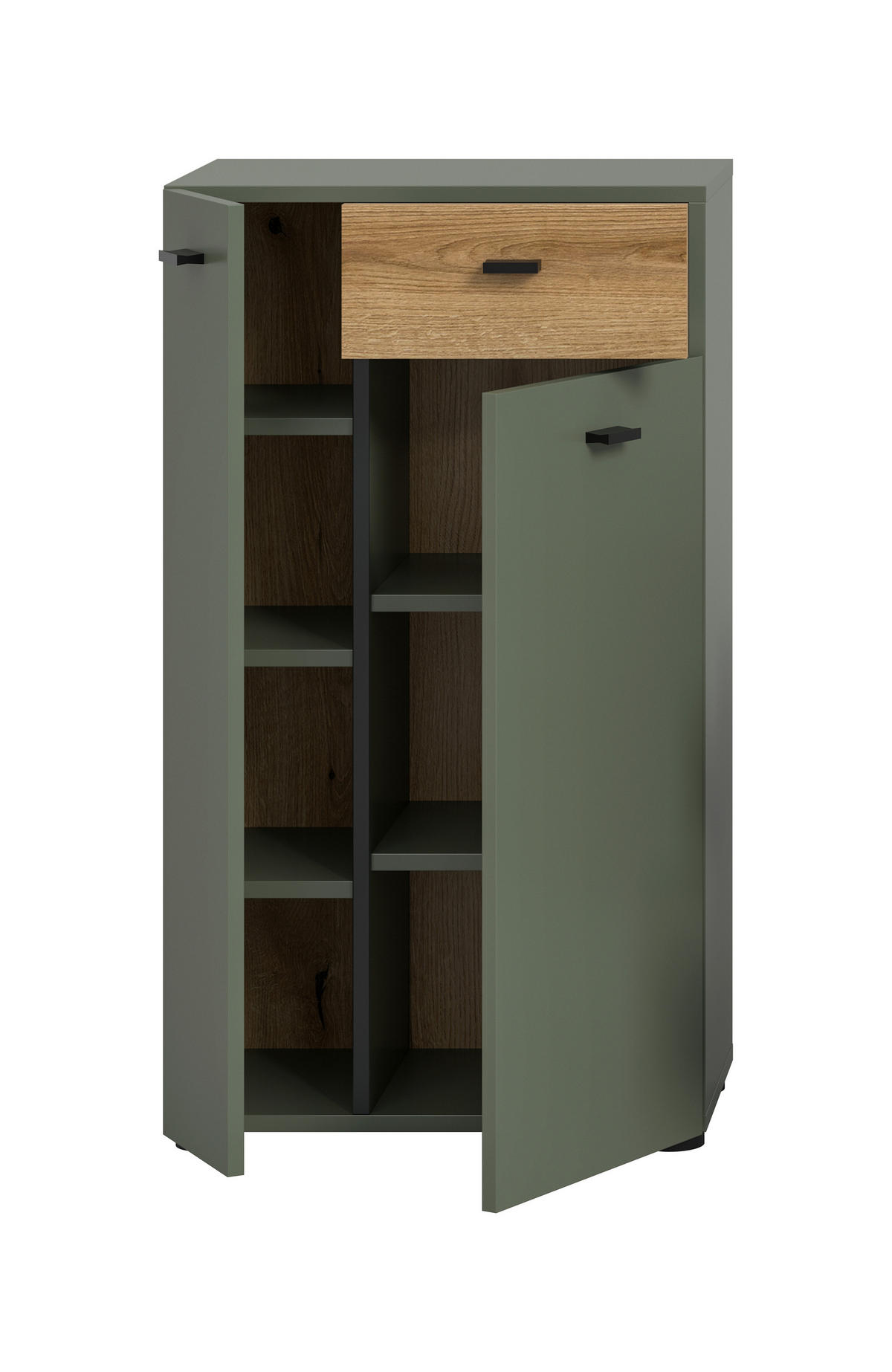 MIDISCHRANK 51/91/30 cm  - Eichefarben/Schwarz, Trend, Holzwerkstoff/Kunststoff (51/91/30cm) - MID.YOU