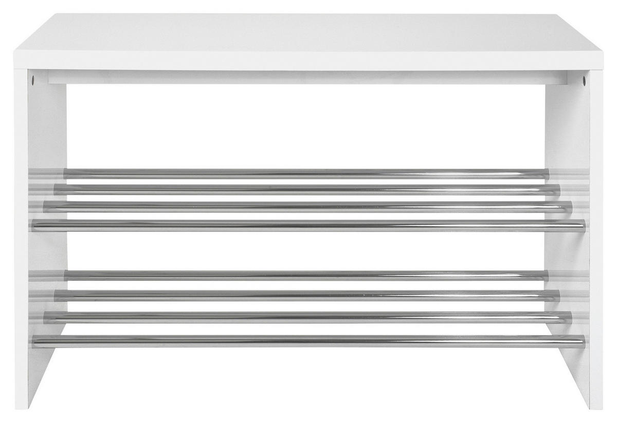 POLICA ZA OBUĆU  boja hroma, bela visoki sjaj  metal, pločasti materijal     - boja hroma/bela visoki sjaj, Konvencionalno, metal/pločasti materijal (81/55/30cm)