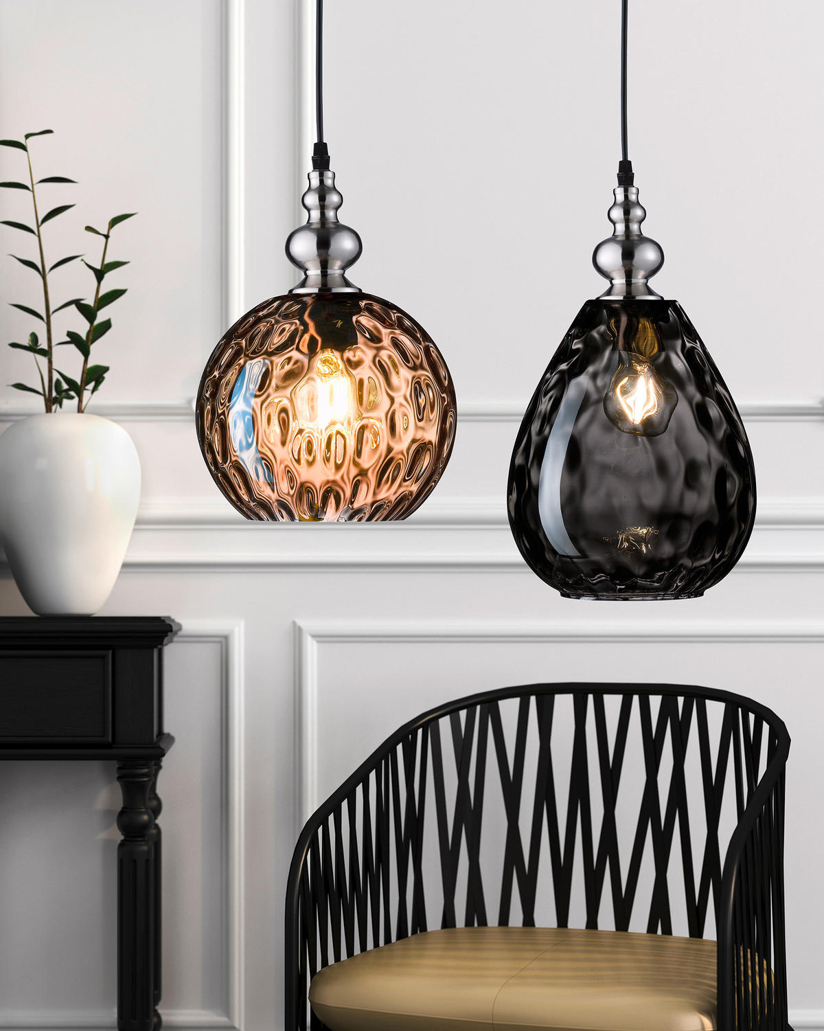 VISEČA SVETILKA        20/140 cm      E27 - barve niklja, Basics, kovina/steklo (20/140cm)